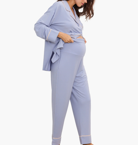 Camisón de Punto para Mujer Talla Grande, Ropa de Dormir para Maternidad, Conjunto de Pijama de Bambú Viscosa Ecológica, Ropa de Dormir Transpirable para <span class=keywords><strong>Embarazadas</strong></span> - Product Image 1