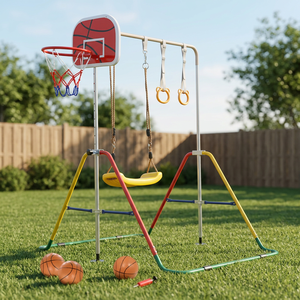 CHILDREN horizontal BAR SET STEEL <b>FRAME</b> OUTDOOR PLAYGROUND EQUIPMENT FOR HOME <b>SWING</b> SET - Product Image 3