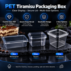 กล่องพลาสติกใส PET เกรดอาหารสำหรับบรรจุขนมหวาน ขนาด 8 ออนซ์/12 ออนซ์  รับผลิตตามสั่งพร้อมโลโก้  บรรจุภัณฑ์เค้กและขนมอบ ขายส่ง - Product Image 3