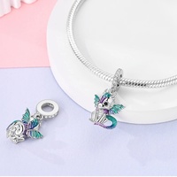 Charmes en argent sterling 925 MULA avec zircon, charmes mignons en forme de dragon de feu, charmes caméléon adaptés aux pendentifs, bracelets, bijoux DIY pour femmes, cadeau