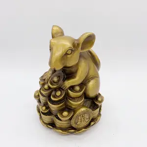 Regalo di compleanno all'ingrosso feng shui zodiaco rame bronzo ottone ratto statua per buona fortuna - Product Image 1