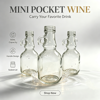 Bouteille de vin en verre transparente miniature de 90 ml de qualité supérieure avec poignée ergonomique, boîte personnalisée avec logo couleur pour l'emballage de cadeaux d'alcool