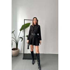 Robe courte en crochet classique noire en gros, style femme de bureau, taille unique, XS-XL, pour les journées, les vacances, les festivals, les célébrations - Product Image 5