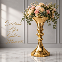 Support de fleurs en acier inoxydable doré de luxe, vase de centre de table pour mariage, décoration d'événements et de fêtes, hauteur personnalisable