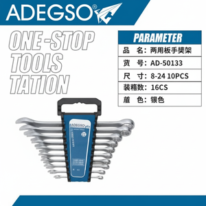 Set di chiavi combinate in acciaio con finitura cromata da 10 pezzi all'ingrosso per scatola di riparazione industriale e artigianale imballata con supporto OEM - Product Image 1