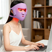OEM ODM Masker Terapi Cahaya Merah LED Portabel Tanpa Kabel 4 Warna 660nm 850nm Masker Wajah LED dengan Desain Silikon 3D untuk Wajah