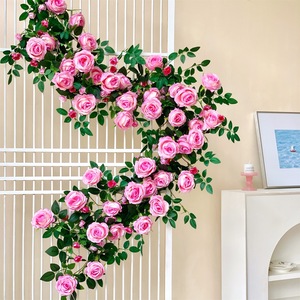 Guirlandes de roses artificielles Muyu Chronicles, rose, 140 cm, décoration intérieure et extérieure, mariage, maison, jardin - Product Image 1