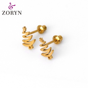 316L Stainless Steel PVD 18K Gold Plated Screw <b>Back</b> Stud <b>Earrings</b> Cutout Christmas Tree Star Hypoallergenic Durable for Women - Product Image 1