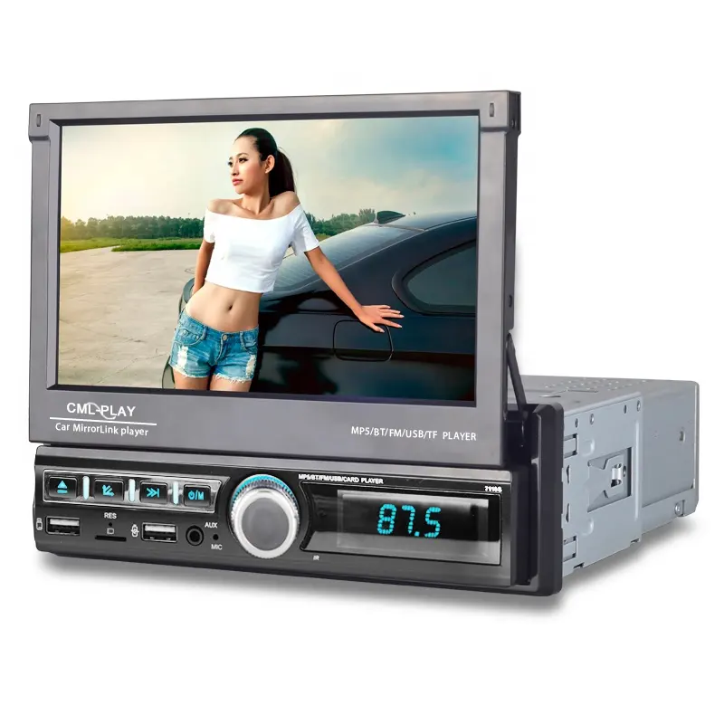 Jmance Universal 7" Retractable Touch Screen Single Din MP5 Bt Fm Rds Aux Stereo Radio Autoradio Car Player