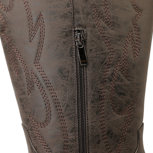 Stivali da cowboy da donna alti fino al ginocchio, extra larghi per polpacci, in finta pelle scamosciata <span class=keywords><strong>beige</strong></span>, stile western mimetico, comodi, con punta affusolata e tacco grosso - Product Image 6