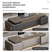 Bureau de direction, bureau du président, bureau du PDG, bureau de direction moderne avec bande lumineuse LED intégrée, mobilier de bureau de PDG luxueux