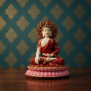 Nirmala Handicrafts - Estatua de Buda Tradicional Hecha a Mano en Resina con Base de Loto |   Figura de Meditación para Decoración del Hogar y Espacios Espirituales - Product Image 1