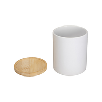 Pot de fleurs en céramique personnalisé de 11 oz avec base en bambou, pot de jardin à sublimation, décoration de table