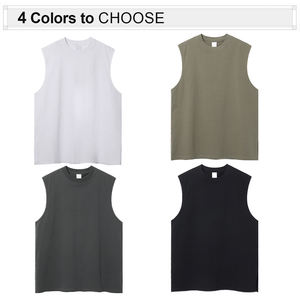Logotipo personalizado 100% algodón transpirable camiseta sin mangas al por mayor 250 gramos hombres chaleco - Product Image 2