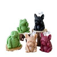 Bougie parfumée amusante en forme d'animal avec doigt d'honneur, figurine en cire de soja Bouledogue et Tortue pour les fêtes