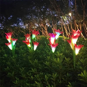 Уличная стеклянная площадка в виде цветка лилии на солнечной батарее, декоративное освещение для внутреннего дворика, газона, сада, праздничное украшение - Product Image 2