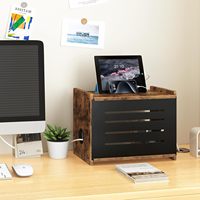 Estante para Router, Caja de Madera para Ocultar el Router, Soporte para Proyector, Caja de Almacenamiento para Router y Módem, Organizador de Cables y Enchufes