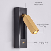 Lampe murale LED créative Win-Win pour chambre d'hôtel, style américain, applique de chevet pour chambre à coucher avec port de charge USB