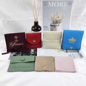 Bolsa de Joyería de Piel Sintética de Lujo, Fabricada en China, con Logotipo Personalizado, Bolsa de Embalaje de Joyería de Microfibra con Solapa - Product Image 1