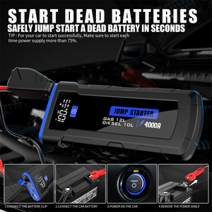 Power Bank Jump Starter 24000mah dengan lampu LED, senter asuransi 4000 Amp untuk truk dan sepeda motor 4000A arus puncak - Product Image 2