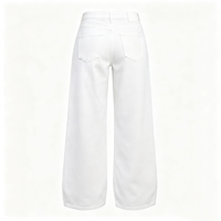 Jean blanc femme taille basse coupe large ample en denim très extensible vintage doux décontracté