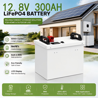 Batterie de stockage solaire LiFePO4 12,8 V 100 Ah 200 Ah 305 Ah 314 Ah avec 6000 cycles, BMS intelligent, système d'énergie domestique empilable