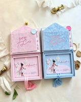 Boîte d'invitation d'anniversaire en velours de luxe, personnalisée avec nom en feuille rose, monogramme, enveloppe, ensemble d'invitations en acrylique pour fête d'anniversaire d'enfants