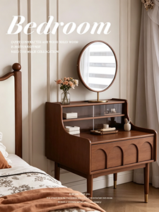 Cadre de lit en bois de frêne massif de qualité supérieure, tête de lit capitonnée ondulée de style vintage français avec détails sculptés, mobilier de chambre stable en bois pour la maison - Product Image 5
