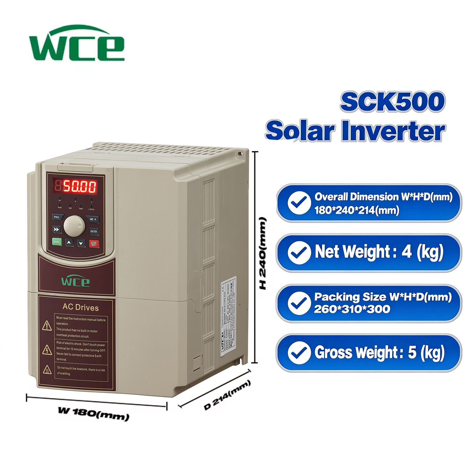 SCK500 5.5-11KW 690V 480V 220V Solar Pump Inverter, High Performance Solar Variable Frequency Drive · image 2