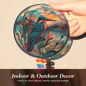 Campana de Viento de Vidrio Estilo Art Deco con Temática Costera, Color Azul Río, con Colgante de Cristal para Decoración de Casas de Playa - Product Image 5
