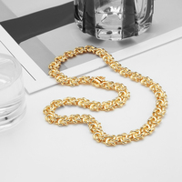 Collar de Cadena con Hebilla de Nudo Geométrico, Chapado en Oro de 18K, Estilo Hip Hop para Mujer, Modelo P243527