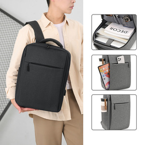 <b>Laptop</b> <b>Backpack</b> 14 Inches Business Travel Gray Black Solid Color Polyester Lining Neutral Gender - Product Image 2