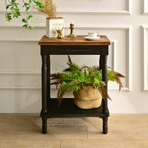 Antique Solid Wood Top Console <b>Side</b> Table Shelf Rustic Northern European Design Durable Living Room Hotel Apartment Storage - Product Image 4