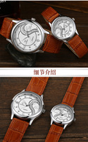 Set jam tangan pasangan kulit modis jam tangan Pergerakan Jepang