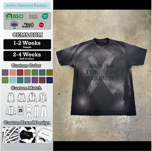 T-shirts OEM à col ras du cou et col montant, 100 % coton, délavage acide, transfert numérique DTG, sublimation, haute qualité, Camisas Masculinas - Product Image 1