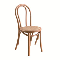 Chaise de salle à manger en bois massif antique vintage française rétro avec dossier rond en bois de hêtre naturel pour restaurant café