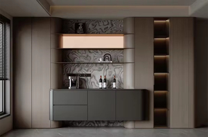 Mueble Bar Moderno y Elegante con Estantes Multi-Nivel y Almacenamiento Oculto para Sala de Estar o Comedor - Product Image 2