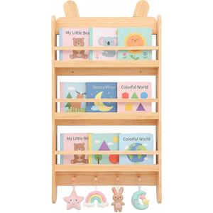 Estantería de Madera para Niños, Estantería de <span class=keywords><strong>Pared</strong></span> de 3 Niveles, Organizador de Libros para Habitación Infantil, Cuarto de Bebé, Dormitorio - Product Image 1
