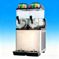 Machine à glace pilée et smoothies, double cylindre avec lampe sept couleurs, en acier inoxydable, capacité 24L