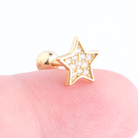 Piercing pour Cartilage d'oreille, bijoux en argent Sterling 925, étoile scintillante, clou pour Cartilage