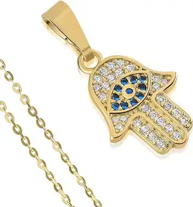 Designer Inspired Custom Design 316L Bling 18K Gold Evil Eye And Hamsa Charm Pendant Necklace For Necklace Jewelry 316L