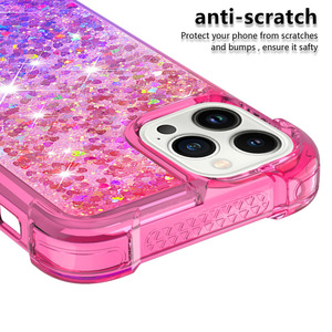 Funda con purpurina para <span class=keywords><strong>iPhone</strong></span> 15 Pro Max para mujer Liquid Bling Sparkle Luxury Flowing Floating Shining Quicksand Cover para <span class=keywords><strong>iPhone</strong></span> 15 - Product Image 4