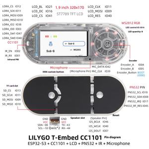 LILYGO T-Embed-CC1101 <span class=keywords><strong>ESP32</strong></span>-S3 1,9 Zoll <span class=keywords><strong>LCD</strong></span> PN532 Modul Entwicklungs platine Unterhaltung elektronik - Product Image 2