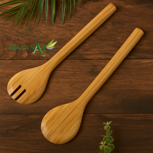 Supplier Manufacturer Home Restaurant Kitchen Tools Durable Eco-Friendly Rustic Bamboo Salad Spoon and <b>Fork</b> for Giveaways - Product Image 1