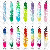 Vente en gros 24 pouces torsion bulle sirène queue de cheval Ombre coloré cheveux synthétiques queue de cheval tresse extensions pour les femmes