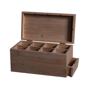 FSC&amp;BSCI Bamboo <strong>Wooden</strong> Tea <strong>Box</strong> <strong>Storage</strong> Organizer with Drawer,Large Tea Organizer <strong>Box</strong> for Tea Bags - Product Image 1