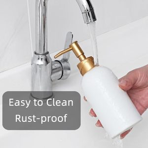Luxury 250ml 300ml 500ml White <b>Black</b> Round Empty Conditioner <b>Shower</b> Gel Plastic Packaging Gold Pet Shampoo Pump Bottle - Product Image 5