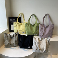 Tas Tote Wanita Sederhana Ringan Gaya Jepang Desain Unik Kanvas Tahan Lama Kapasitas Besar Tas Jinjing Selempang