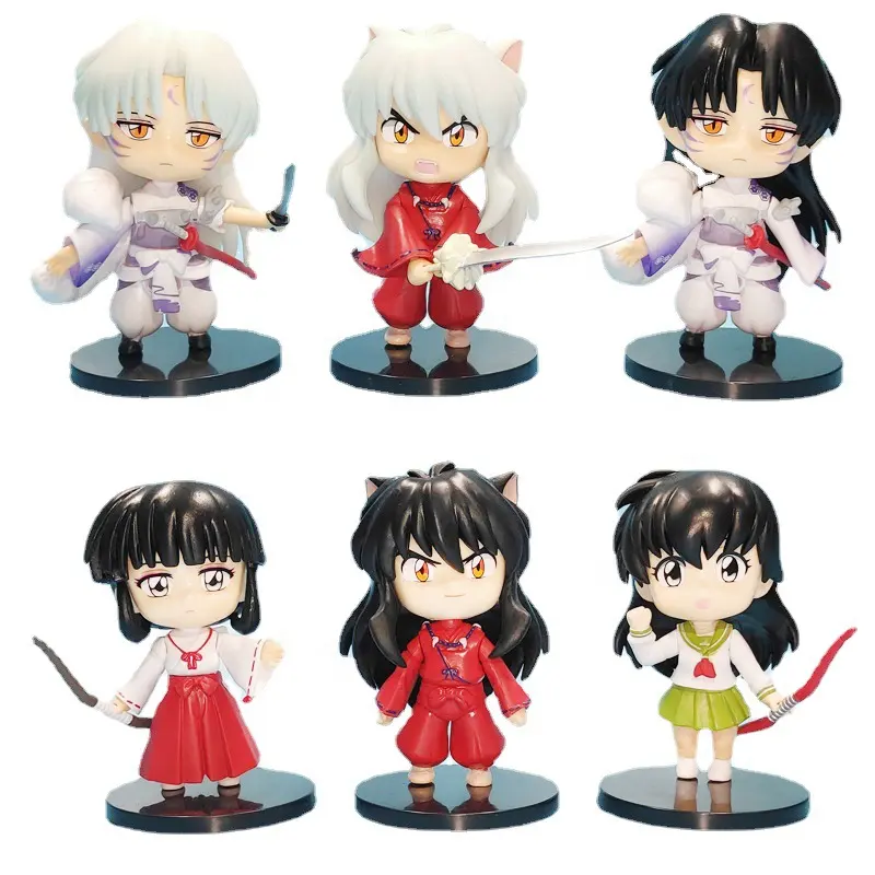 6 cái/bộ 10cm Anime hình Q phiên bản inuyasha Quái Vật bạc dài tóc đỏ phù hợp với mô hình Búp bê đồ chơi Quà tặng thu thập trang trí đóng hộp PVC