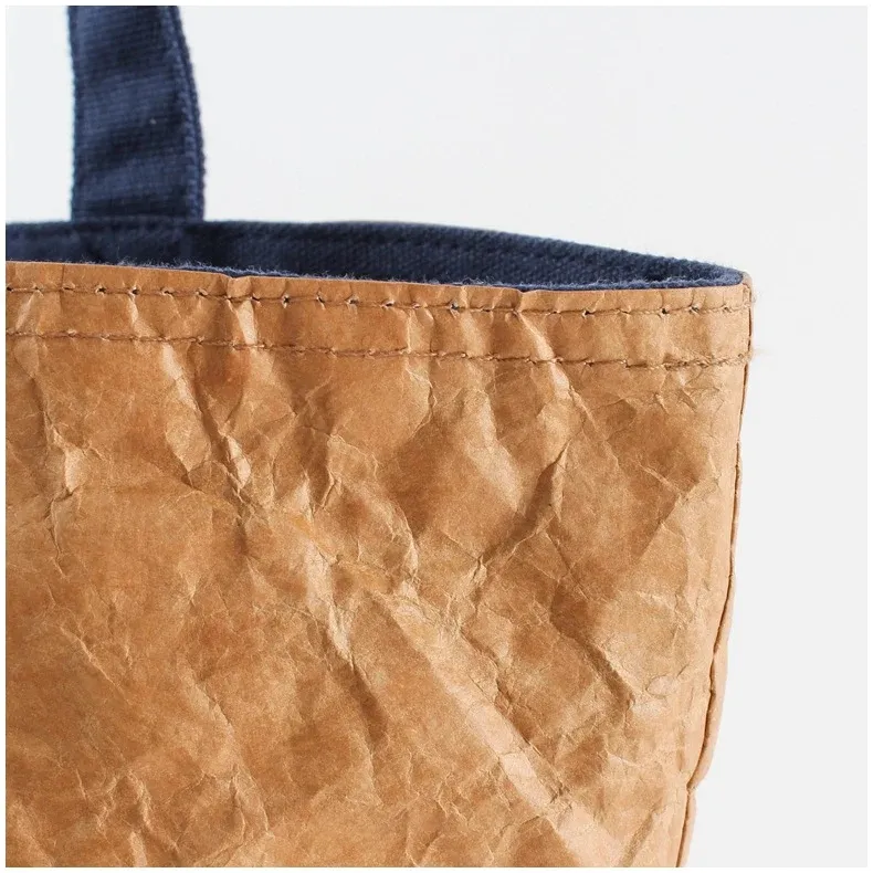 Waterproof Large Capacity Travel Beach Bag Brown Tyvek Paper Women Handbags Tote Bags With Small Zipper Bag